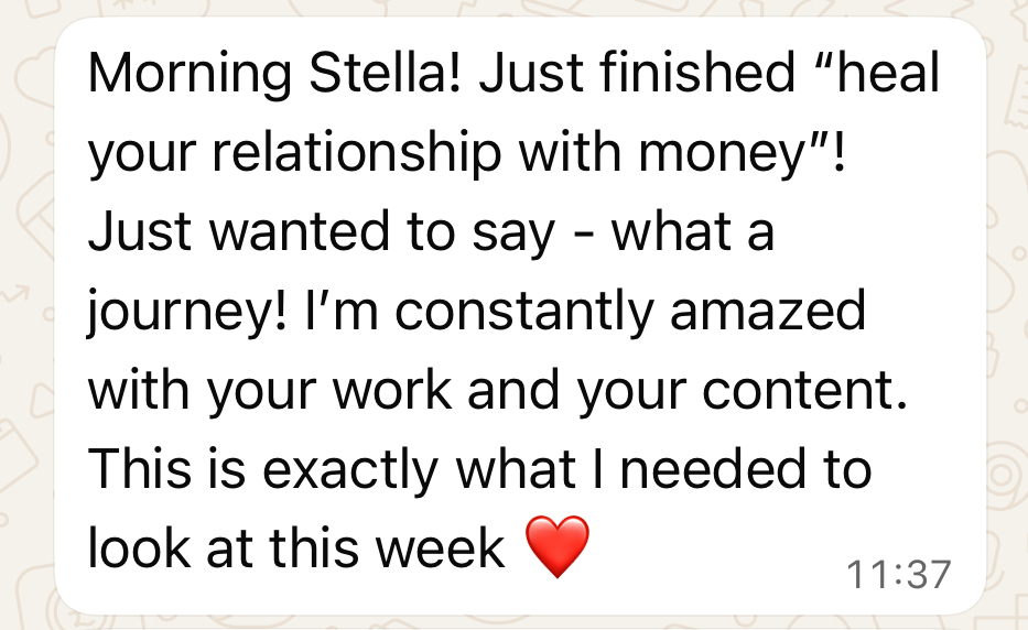 WhatsApp message from a recent member sharing gratitude for the work.